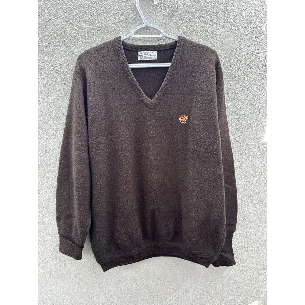Womens Pickering by Kimberton Sweater Size Large Brown Lion Long Sleeve V-neck